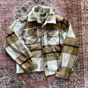Plaid Women’s Jacket in Cream and Brown